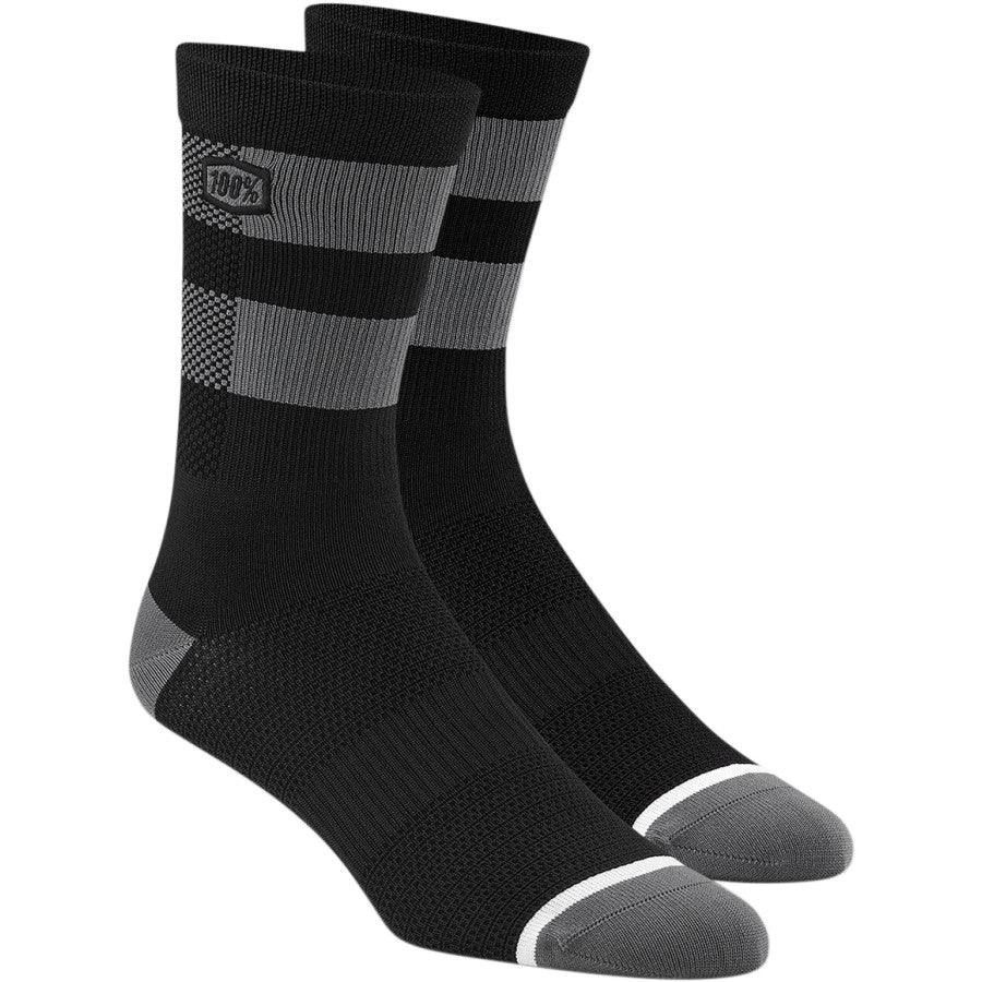 100% Flow Performance Socks - Black/Gray