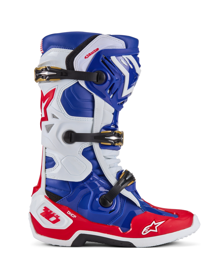 Alpinestars Tech 10 Union LE Boots - Bright Red/Dark Blue/White