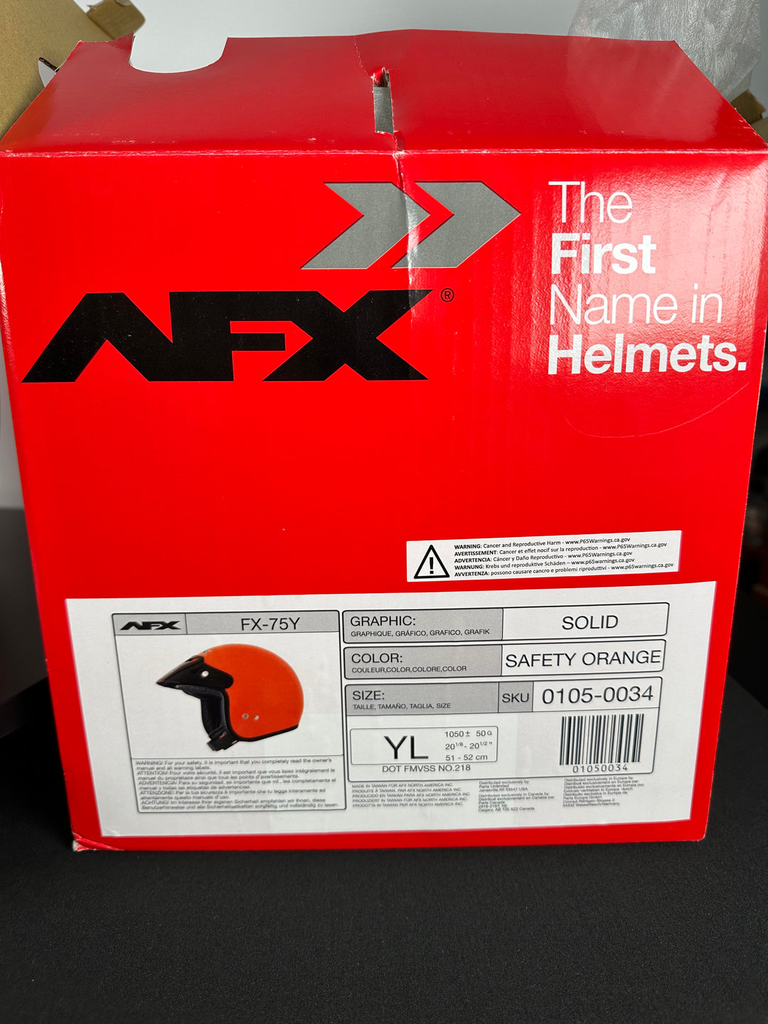 AFX FX-75Y Helmet — Solid - Safety Orange - Size Youth Large