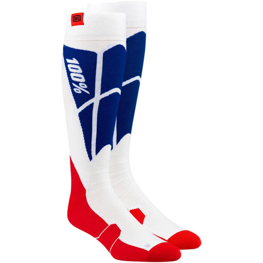 100% Hi-Side Performance Socks - White/Blue