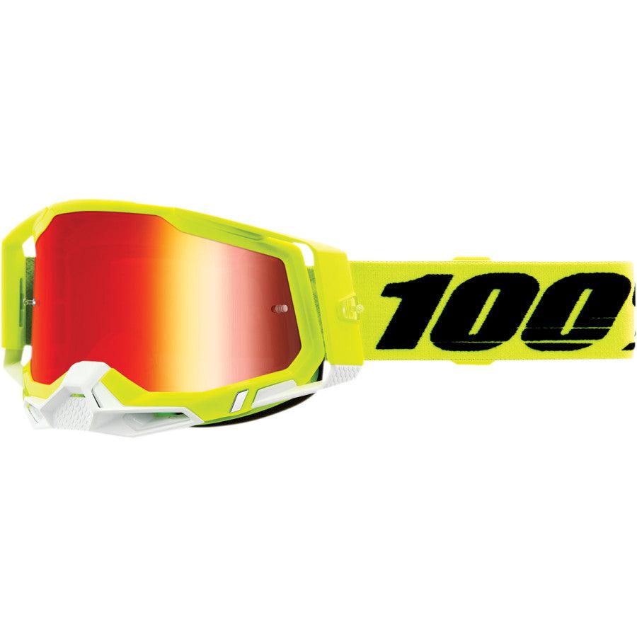 100% Racecraft 2 Goggles — Mirrored Lens - Fluo Yellow - Red Mirror