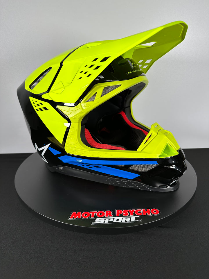 Alpinestars Supertech M8 Factory Black/Yellow Fluo/Blue Glossy Helmet - CLOSEOUT