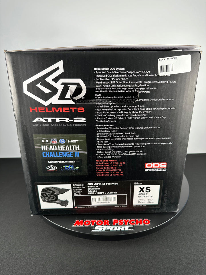 6D ATR-2 Torque Helmet - Charcoal - Size XS - OPEN BOX