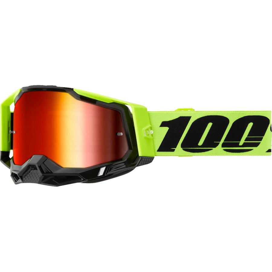 100% Racecraft 2 Goggle - Neon Yellow - Red Mirror