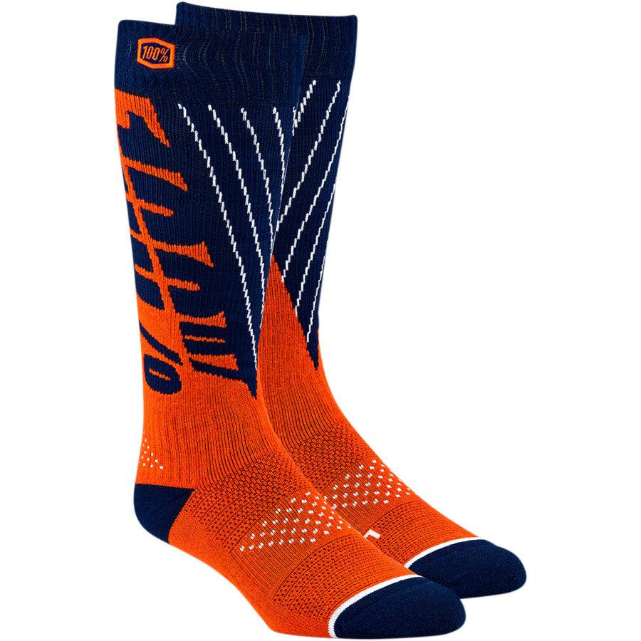 100% Torque Comfort Moto Socks - Navy/Orange