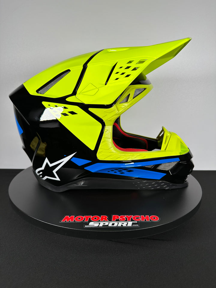 Alpinestars Supertech M8 Factory Black/Yellow Fluo/Blue Glossy Helmet - CLOSEOUT