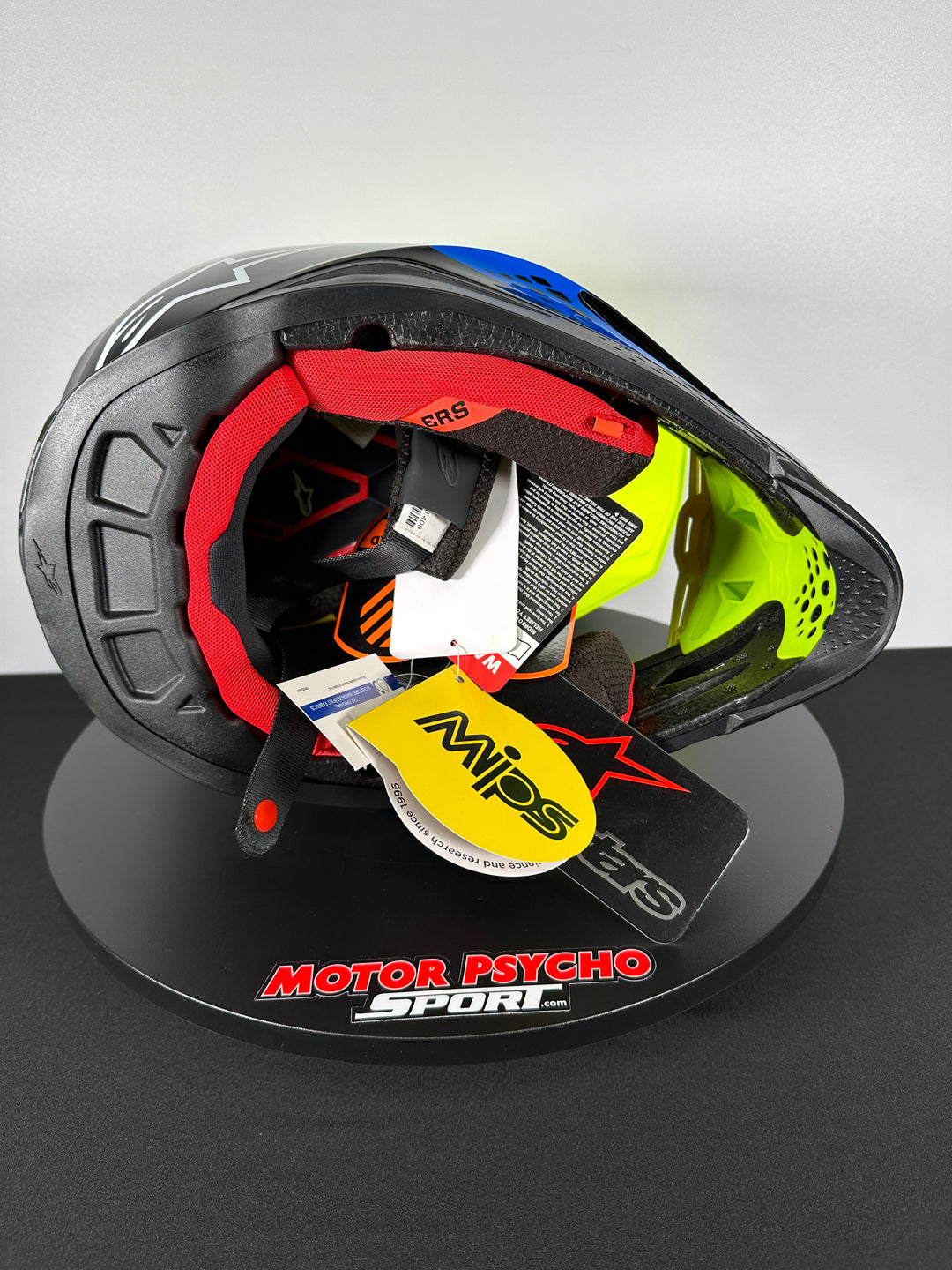 Alpinestars Supertech M8 Factory Black/Yellow Fluo/Blue Glossy Helmet - CLOSEOUT