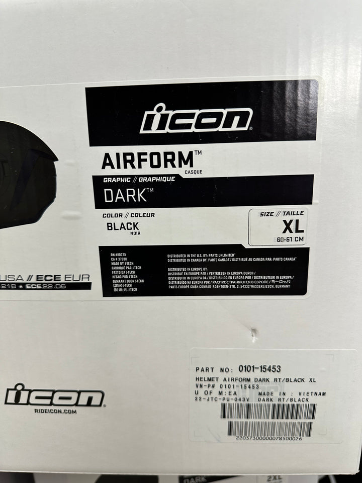 Icon Airform Dark Helmet - Size XL - USED