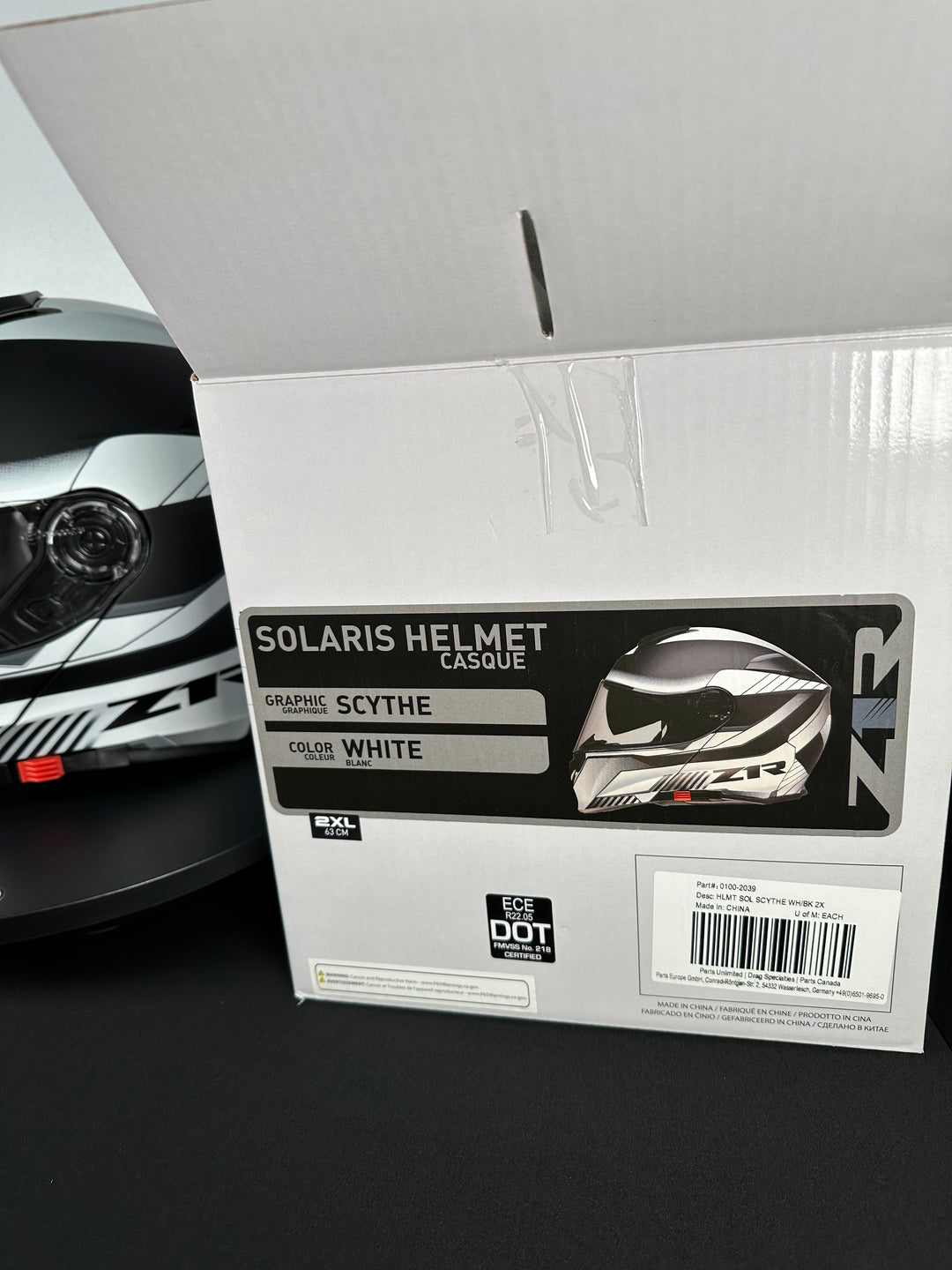 Z1R Solaris Modular Scythe Helmet - White/Black - Size 2XL - OPEN BOX