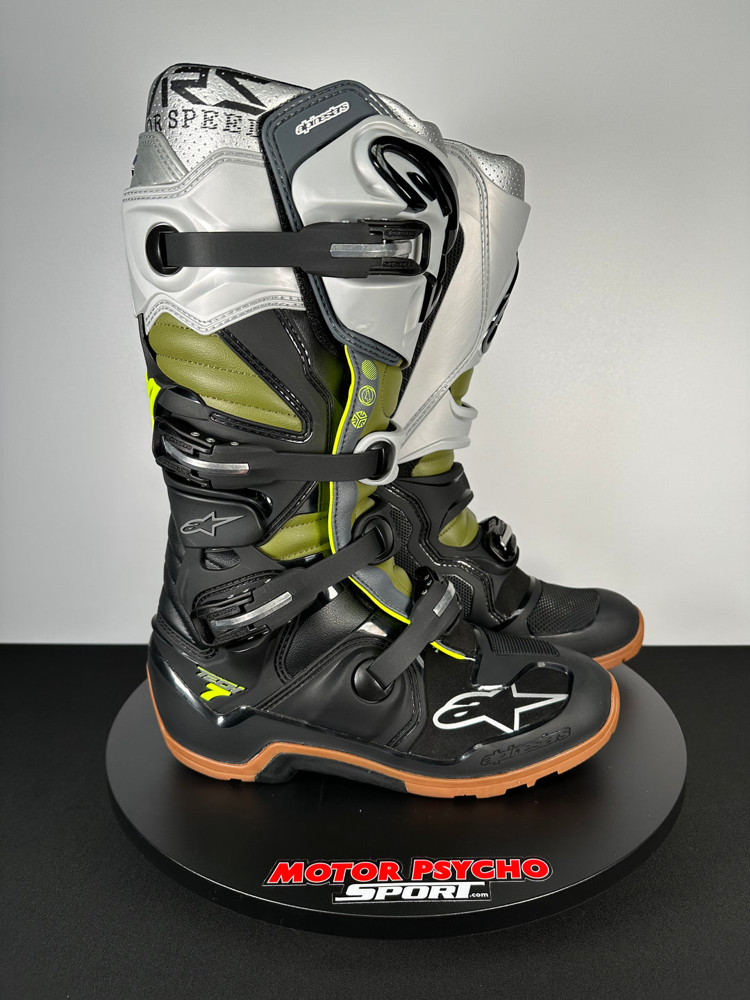 Alpinestars Tech 7 Enduro Boots - Black/Silver/Military Green - CLOSEOUT