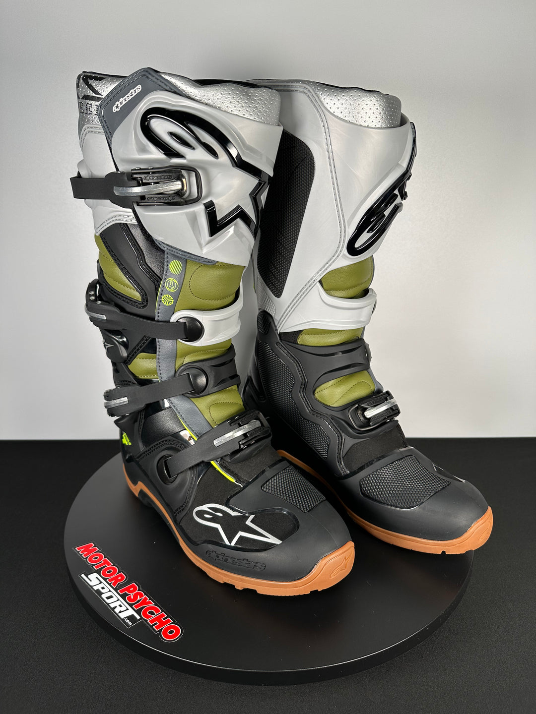 Alpinestars Tech 7 Enduro Boots - Black/Silver/Military Green - CLOSEOUT