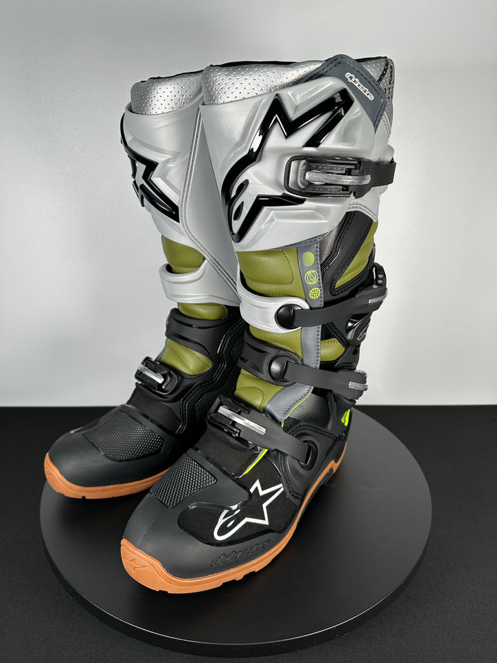 Alpinestars Tech 7 Enduro Boots - Black/Silver/Military Green - CLOSEOUT