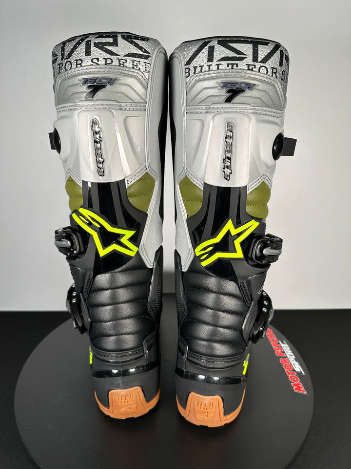 Alpinestars Tech 7 Enduro Boots - Black/Silver/Military Green - CLOSEOUT