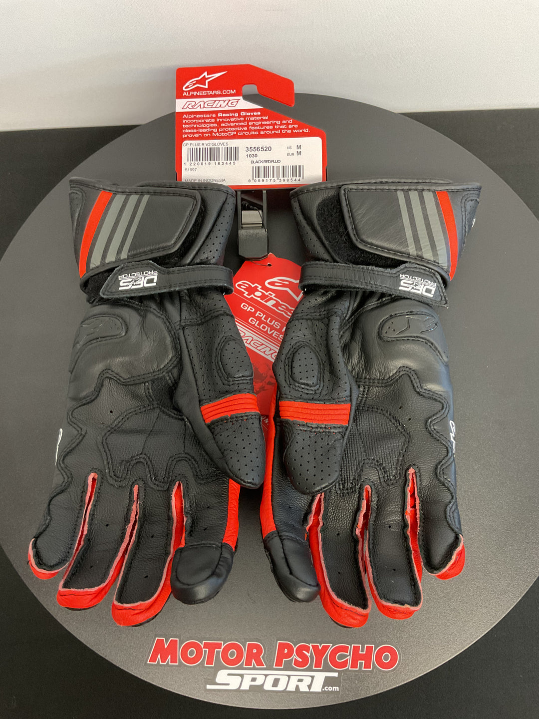 Alpinestars Gp Plus R V2 Gloves - Black Red Fluo - Size M - USED LIKE NEW