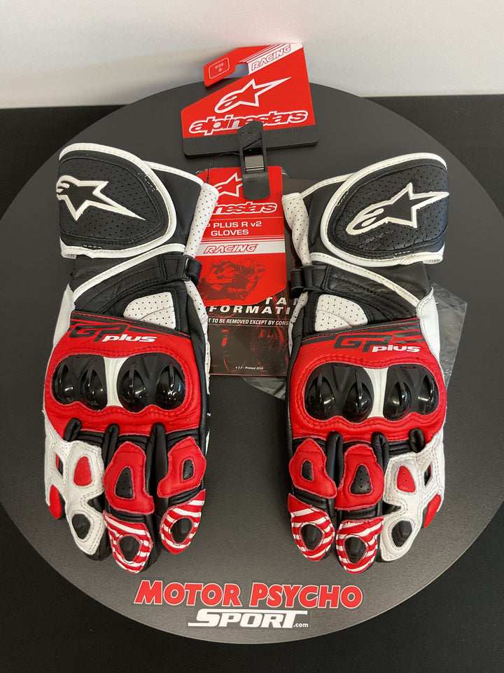 Alpinestars GP Plus R V2 Gloves - Black/White/Red - Size S - USED LIKE NEW