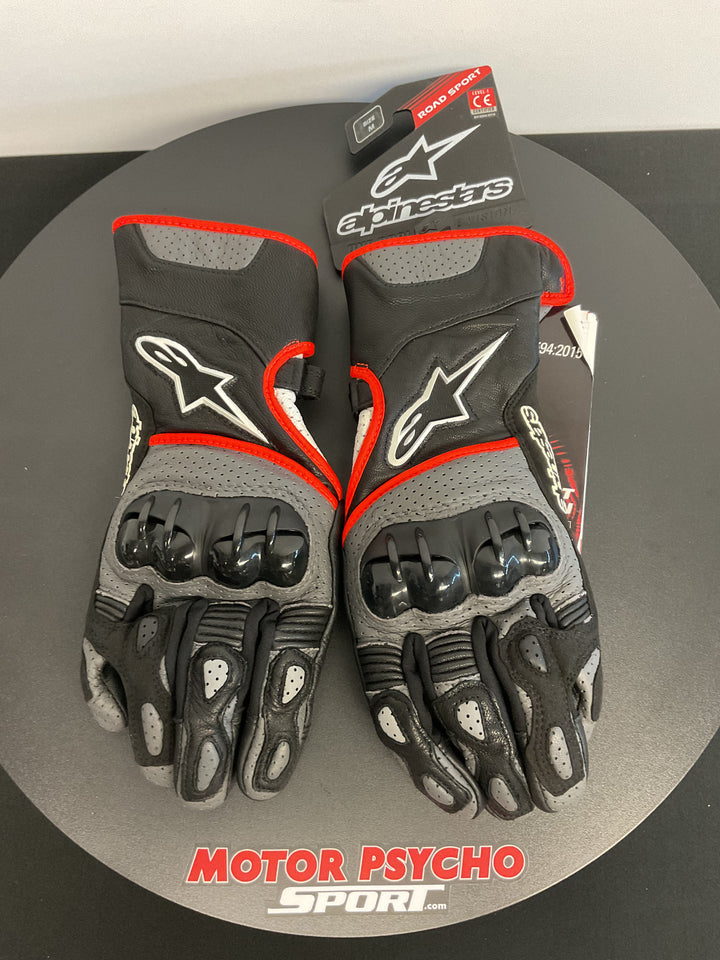 Alpinestars SP-2 V2 Gloves - Black/Gray/Red Fluo - Size M - USED LIKE NEW