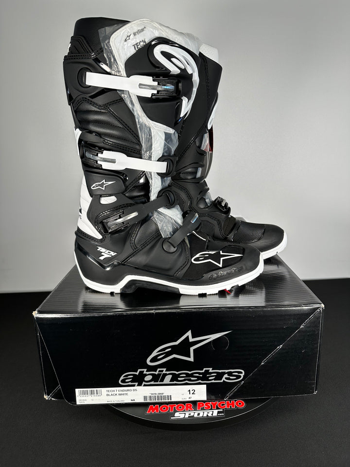 Alpinestars Tech 7 Enduro Drystar Black/White Boots - Size 12 - USED LIKE NEW