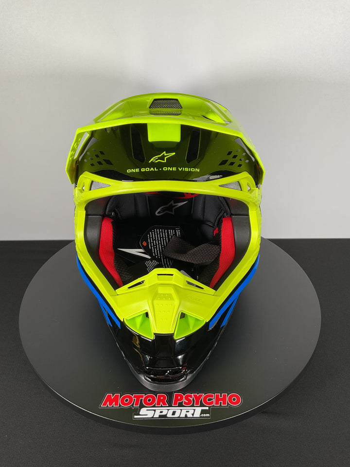 Alpinestars Supertech M8 Factory Black/Yellow Fluo/Blue Glossy Helmet - Size M - CLOSEOUT