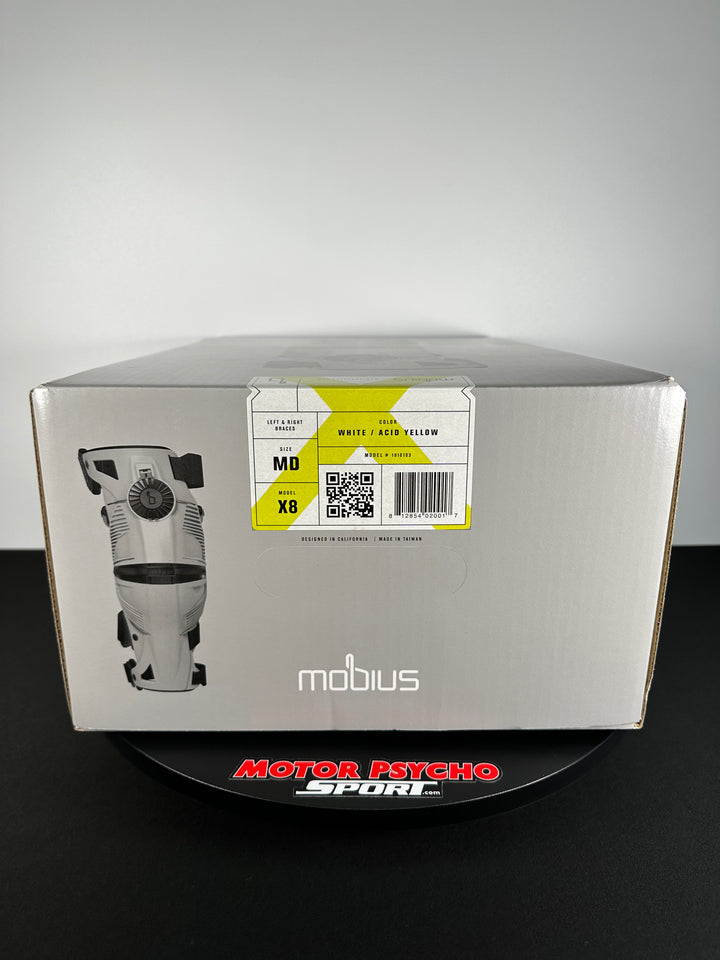 Mobius X8 Knee Braces Pair - White/Yellow - Size Medium - OPEN BOX