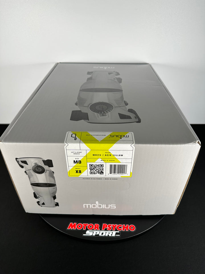 Mobius X8 Knee Braces Pair - White/Yellow - Size Medium - OPEN BOX