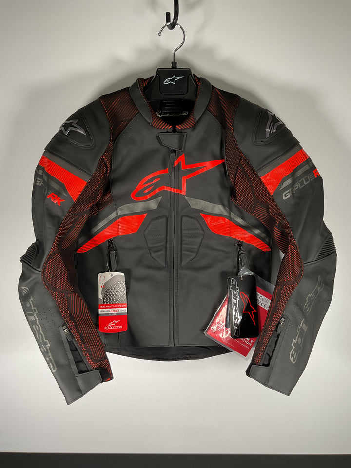 Alpinestars GP Plus R V3 Rideknit Leather Jacket Black/Red Fluo - Size US 38/Euro 48