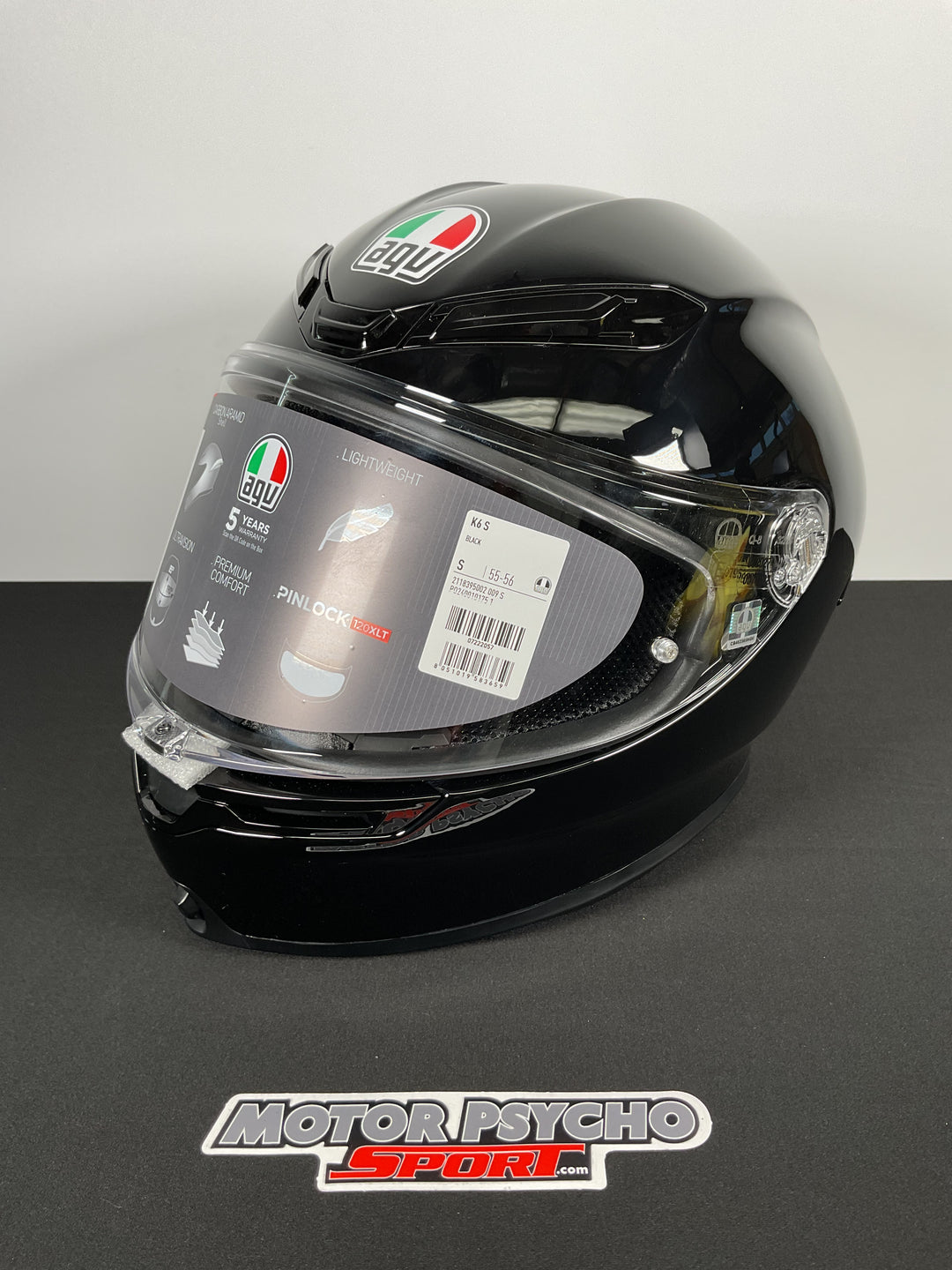 AGV K6 S Helmet - Gloss Black - Size S - OPEN BOX