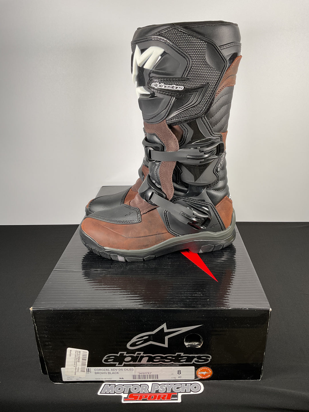 Alpinestars Corozal Adventure Drystar Oiled Leather Boots Brown - Size US 8/EU 42 - USED LIKE NEW