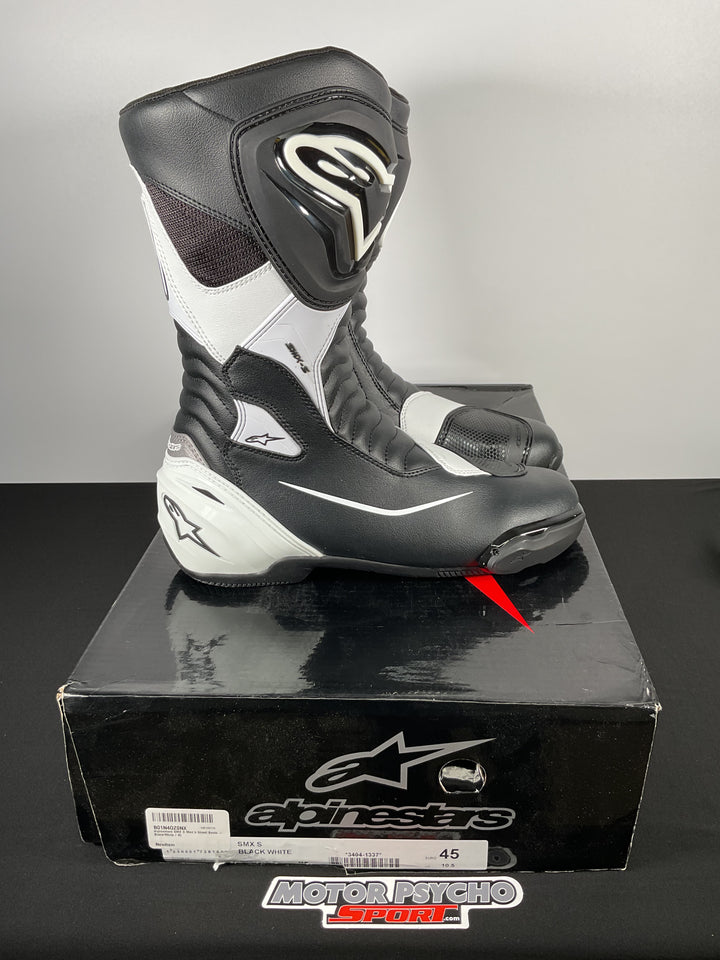 Alpinestars SMX S Black/White Boots - Size US 10.5/EU 45 - USED LIKE NEW