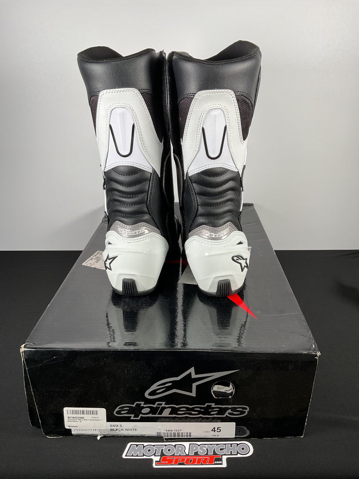 Alpinestars SMX S Black/White Boots - Size US 10.5/EU 45 - USED LIKE NEW