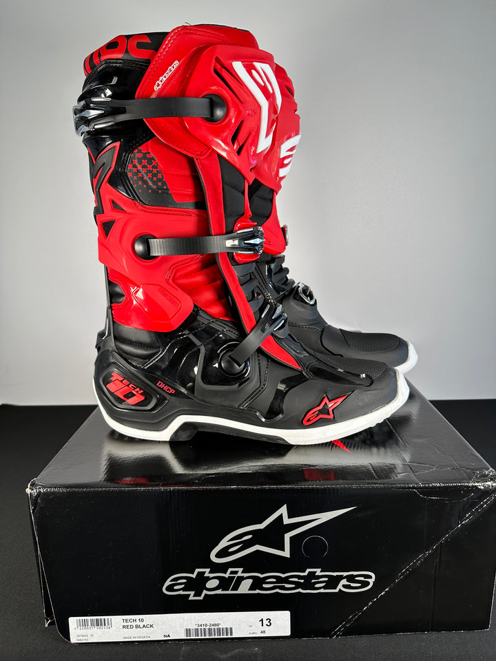 Alpinestars Tech 10 Boots - Black/Red - Size 13 - OPEN BOX