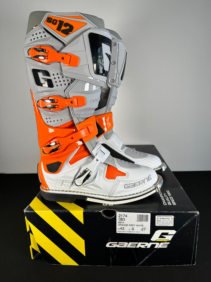 Gaerne SG-12 Boots - Orange/Grey/White - Size 9 - OPEN BOX