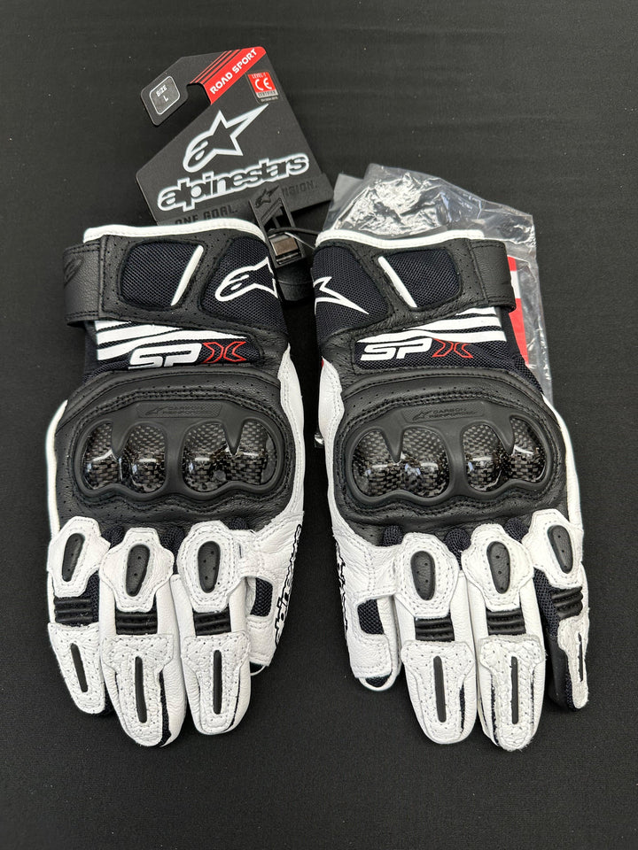 Alpinestars SPX AC V2 Gloves - Black/White Size Large - Like New - Motor Psycho Sport