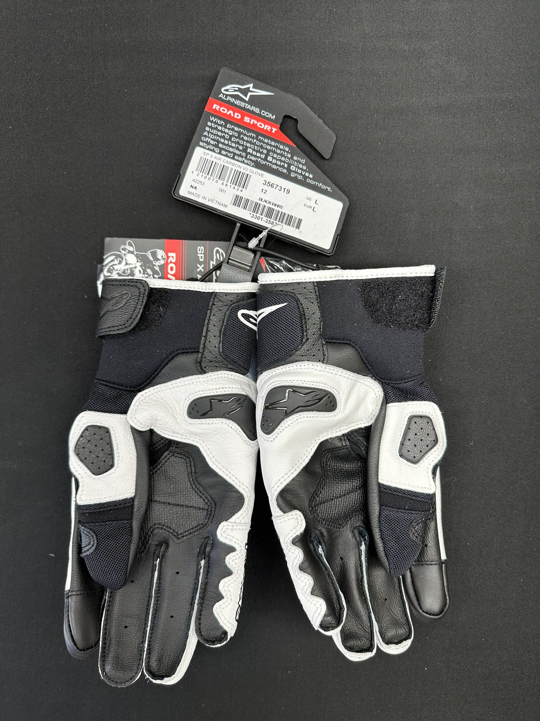 Alpinestars SPX AC V2 Gloves - Black/White Size Large - Like New - Motor Psycho Sport