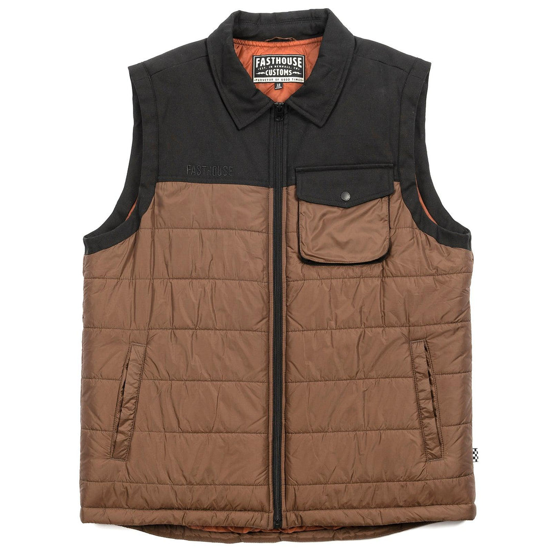 Fasthouse Prospector Puffer Vest - Black/Brown - Motor Psycho Sport