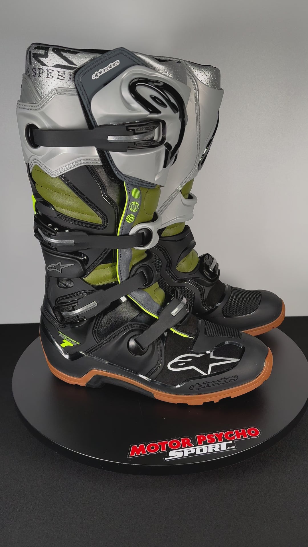 Alpinestars Tech 7 Enduro Boots - Black/Silver/Military Green - CLOSEOUT