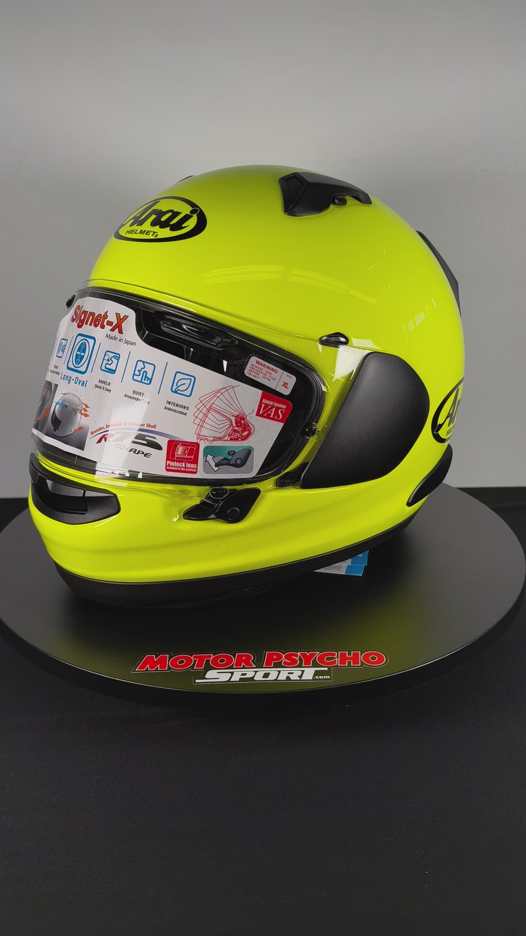 Arai Signet-X Helmet - Fluorescent Yellow - Size XL - OPEN BOX