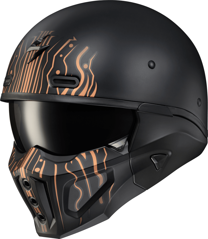 Scorpion Exo Covert X Open Face Helmet Tribe Matte Black/Copper - Motor Psycho Sport