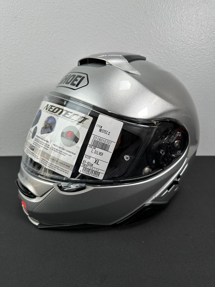 Shoei Neotec II Modular Helmet - Silver - Size XL - OPEN BOX - Motor Psycho Sport